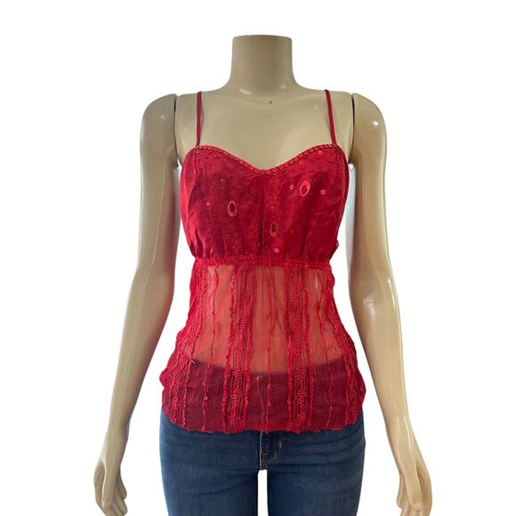Vtg Kaelyn Max Womens Babydoll Top Size L Fairy Vamp Sexy Y2K Whimsigoth Red - Picture 1 of 15